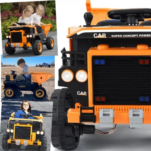 😍 Caminhão Basculante (Laranja) R/C Eletrico 12V Bandeirante