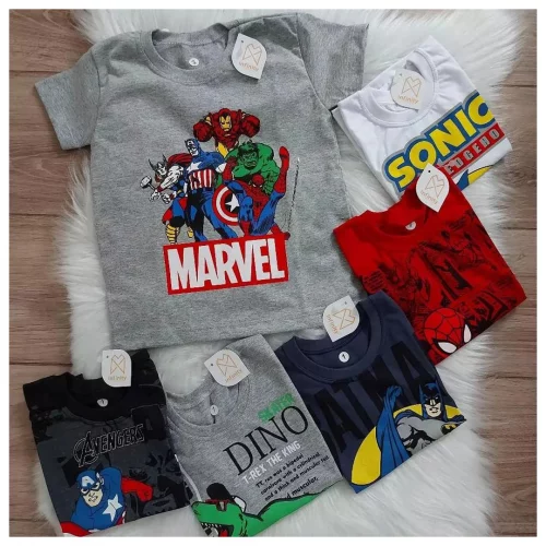Camiseta Manga Curta Menino Infantil Tamanho 1 ao 14