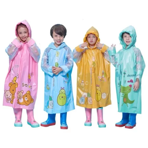 CAPA DE CHUVA INFANTIL PERSONAGEM CAPUZ e bolso PVC RESISTENTE BOTÃO MATERIAL REFORÇADO