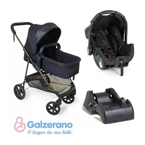 Carrinho Napoli + Bebê Conforto + Base Galzerano
