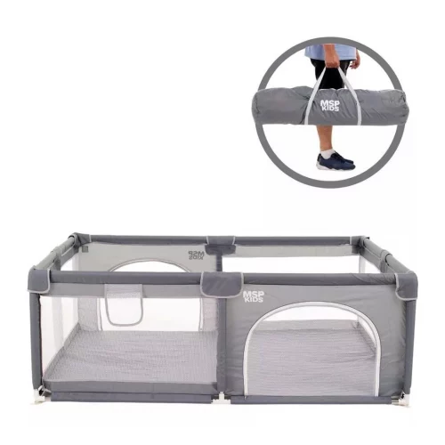 Cercadinho Bebê Grande Chiqueirinho Cercado Infantil 180x150 Cor Cinza - MSP KIDS