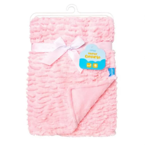Clingo Cobertor Bebê Conforto, 100 cm x 75 cm, Babado Rosa