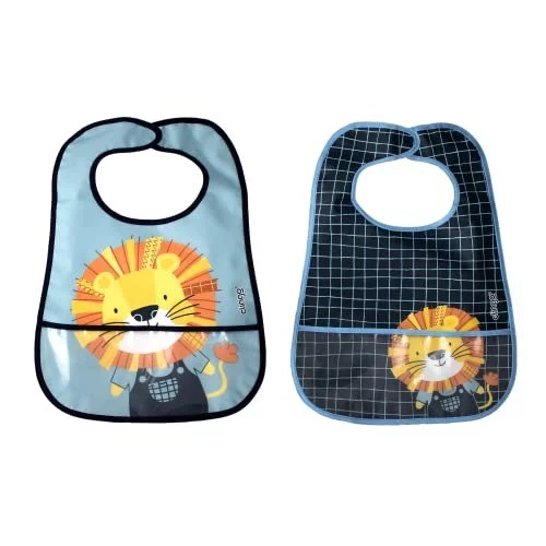 Clingo Kit 2 Babadores Impermeáveis Com Bolso Coletor - - Luke Azul