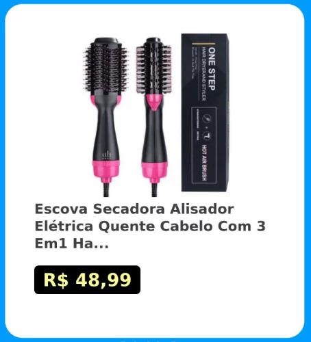 🛍Escova Secadora Alisador Elétrica Quente Cabelo Com 3 Em1 Hair Styler 110V