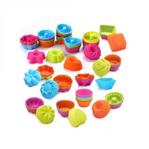 Formas Forminhas Silicone Cupcake Muffin Bolo Formatos Coloridas Kit com 6 ou 12 Peças