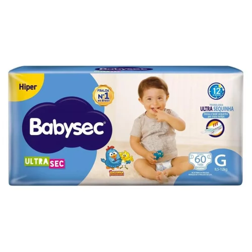 Fralda Babysec Ultrasec Galinha Pintadinha Tam. G 8,5 a 12kg 60 Unidades