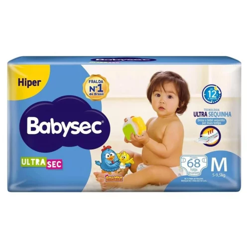 Fralda Babysec Ultrasec Galinha Pintadinha Tam. M 5 a 9,5kg 68 Unidades
