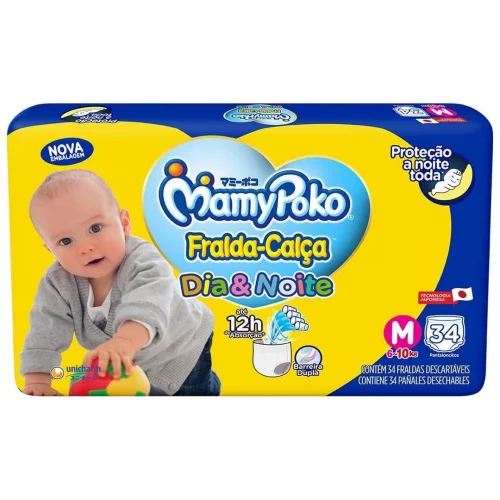 Fralda-Calça MamyPoko Dia&Noite M 34 Unidades