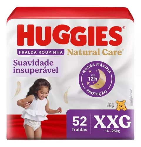 Fralda Huggies Premium Roupinha Natural Care XXG - 52 Unidades