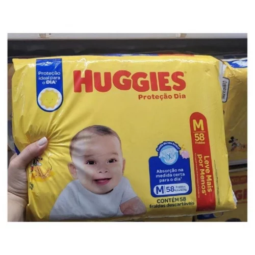 Fralda Huggies Proteção Dia M 58 unidades