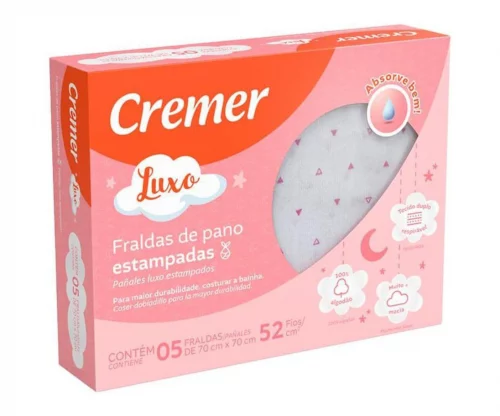 Fralda Luxo Estampa Cremer - 5 Unidades (70cmx70cm)
