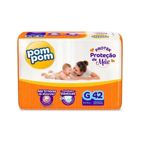 Fralda Pom Pom Protek Proteção de Mãe Mega G 42 Unidades