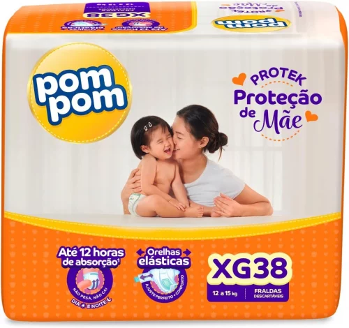 🛍 *Fralda Pom Pom Protek Proteção de Mãe Mega XG 38 Unidades*