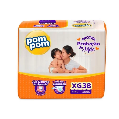 Fralda Pom Pom Protek Proteção de Mãe Mega XG 38 Unidades