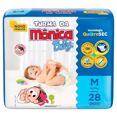 Fralda Turma da Mônica Baby Jumbo M 28 Unidades