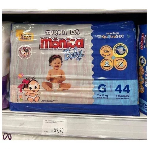 Fralda Turma da Mônica Baby Mega G 44 Unidades