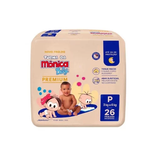 Fralda Turma da Mônica Premium P 26 unidades