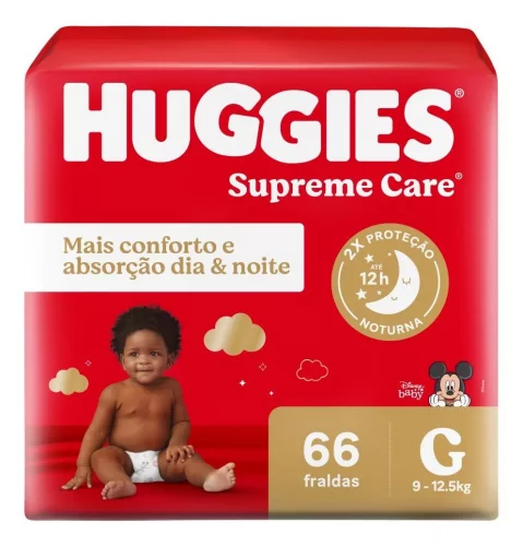 Fraldas Huggies Supreme Care G com 66