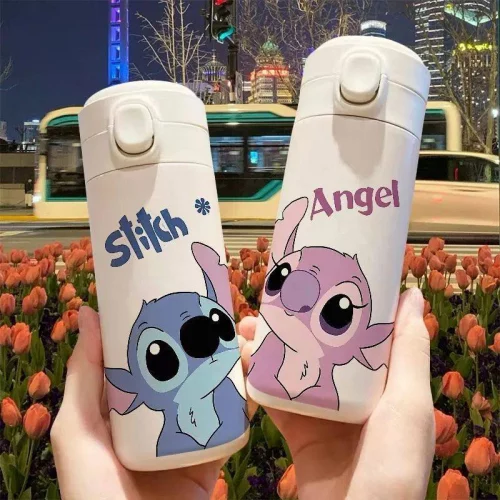 Garrafa Térmica Lilo e Stitch 420ml com Medidor de Temperatura