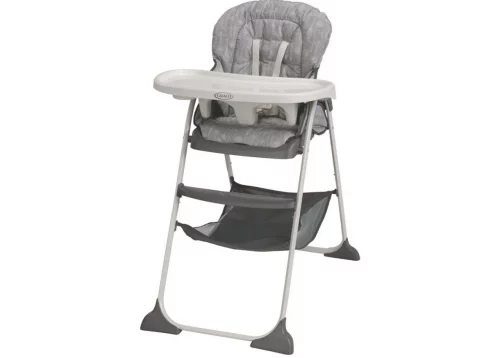 Graco Cadeira de Alimentação e Refeição Infantil Alta Dobrável e Reclinável Slim Snacker Cinza