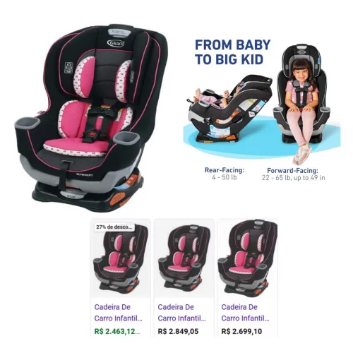 Graco Cadeira de Carro Infantil Extend2 Fit Convertible - Rosa