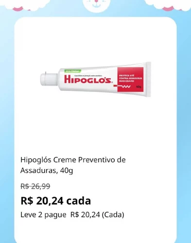 🛍️Hipoglós Creme Preventivo de Assaduras, 40g