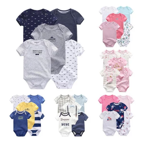 kiddiezoom 5 Pcs 100% Algodão Bebê Meninos Meninas Bodysuit Roupas Bonito Dos Desenhos Do Bebê