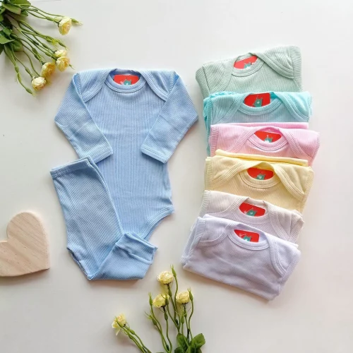 Kit 10 Peças Conjunto Body Manga Longa + Liso Infantil Bebê Menino e Menina