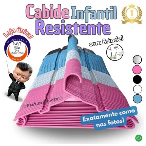 kit 10 unidades Cabide Reforçado Baby infantil juvenil cores.
