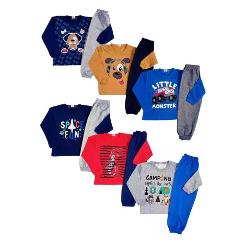 Kit 2 Conjuntos de Moletom Infantil Menino 1 ao 14