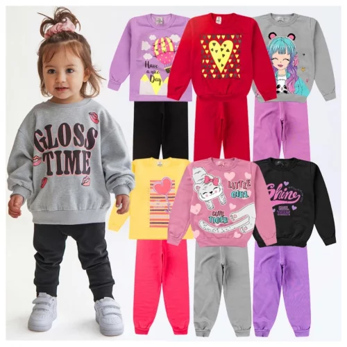 Kit 2 Conjuntos Moletom Infantil Menina 1 ao 16 Feminino Outono Inverno