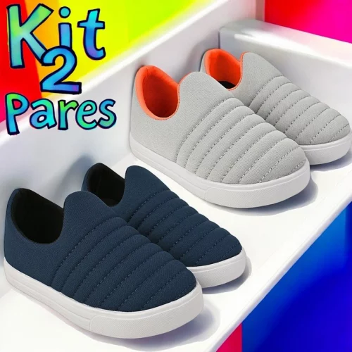 Kit 2 Pares Tenis Calce Facil Infantil Menino