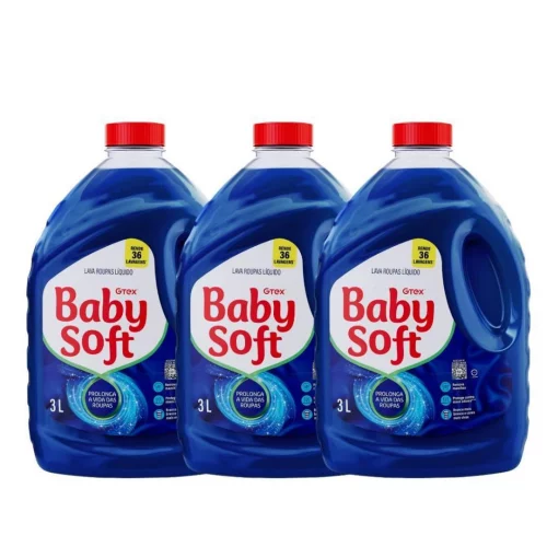 Kit 3 Lava Roupas Liquido Baby Soft Max Performance - Azul 3L