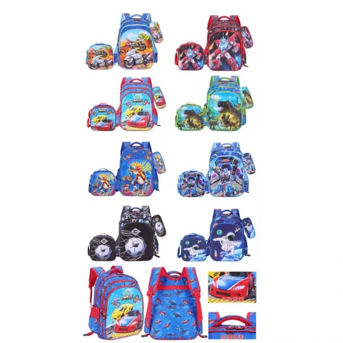 Kit 3 Mochila 16 POL Infantil 3D PU Escolar Saco Conjunto  Menina e Menino Bonito Dos Desenhos Animados Do Bebê Escolar