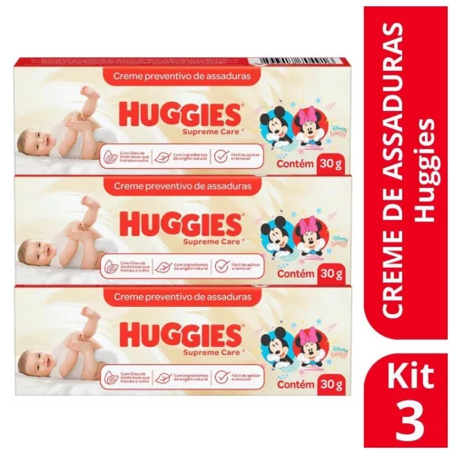 Kit 3 Pomada Para Assaduras Huggies Supreme Care 30g - Huggies