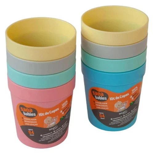 Kit 4 Copos Bebês 200ml Menina Candy Color