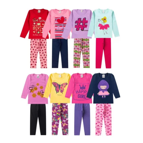 Kit 4 Peças Conjunto Infantil Menina Feminino Meia Estação Frio Inverno