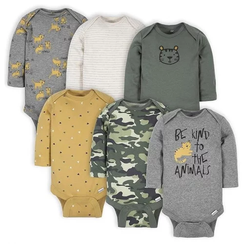 Kit 6 Bodies de Manga Longa Gerber (12m)