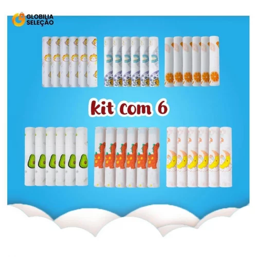 Kit 6 Unidades Pano de Boca Bebe Infantil Fralda Babete Estampada Enxoval Toalha De Boca bebê 100% Algodão 25cm Enxoval