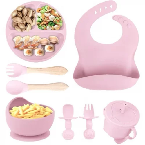 🛍️ Kit 8 Peças E Talheres De Silicone Para Bebês E Crianças 0624