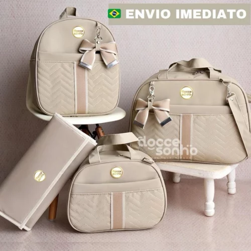 Kit bolsa maternidade com faixa 4 peças mochila bolsa pequena e trocador para bebê menino e menina