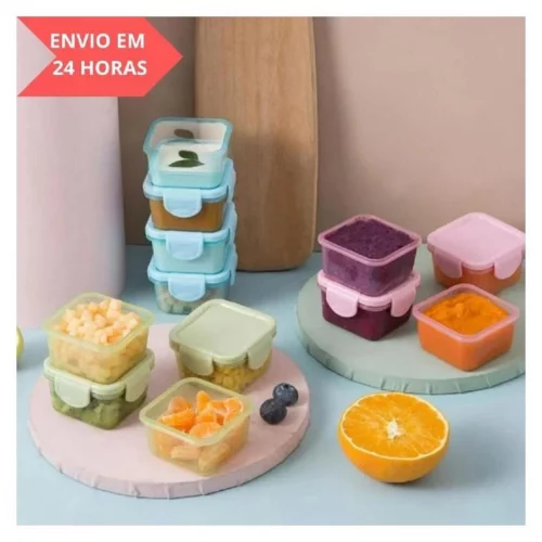 Kit c/ 8 Potinhos para armazenar Papinha, Comida de criança, bebê com tampa hermetica 60ml