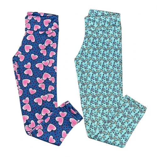 Kit Com 2 Leggings Infantil Suplex Estampas Variadas