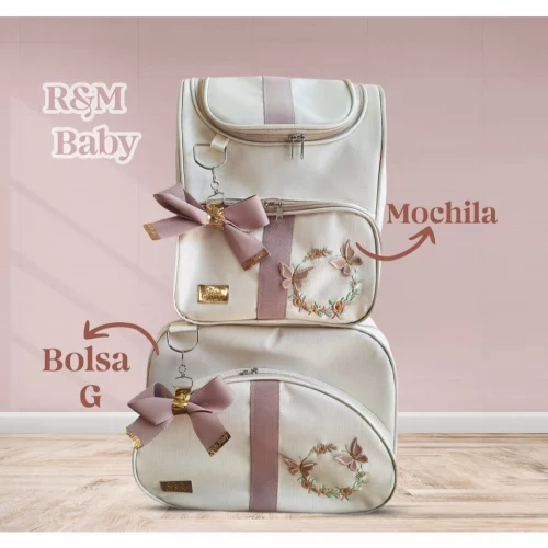 > 💝Kit de Bolsa Maternidade 02 Peças , Mala  e Mochila Bordada Personalizada