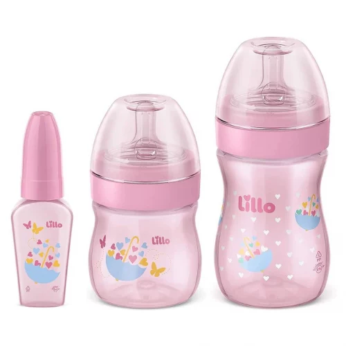 Kit de Mamadeira Primeiros Passos 50/150/240ml Rosa - Lillo