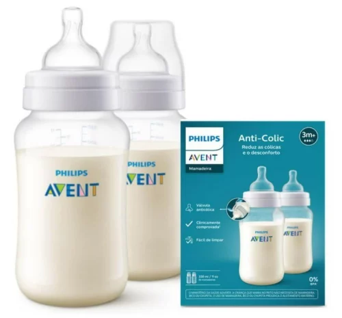 Kit duplo Mamadeira Anti-colic 330ml, Philips Avent Transparente