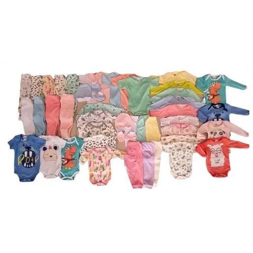 kit enxoval body mijão touca e meia 26 peças bebê menino e menina Algodão