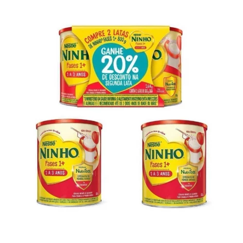 Kit Fórmula Infantil Ninho Fases +1 800g com 2 Unidades