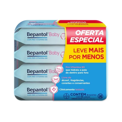 Kit Lenço Bepantol 192 lenços (4 pacotes com 48 un cada)