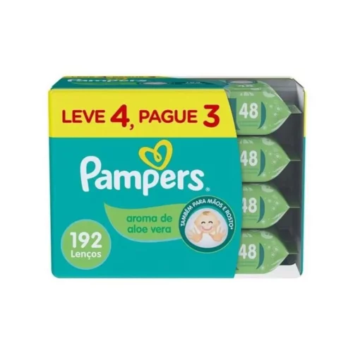 Kit Lenço Umedecido para Limpeza Pampers - Aloe Vera - 4 pacotes